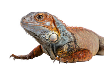 Fototapeta premium Close-up profile view of a colorful iguana