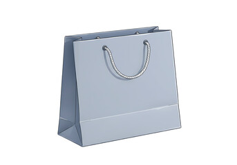 Light blue paper gift bag with rope handle isolated on transparent background