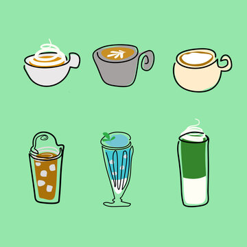 Coffee and Drink Cups Vector Set