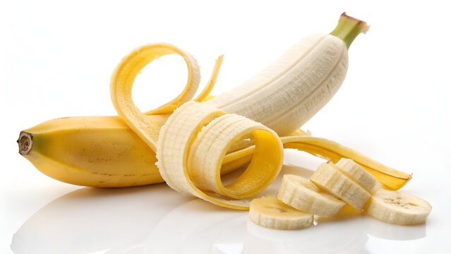 peeled fresh golden banaba taken with a high resolution camera using the focus-stacking technique on a white background