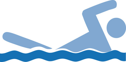 Swimming icon in motion, promoting sport and healthy lifestyle