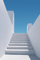 A bright and inviting staircase leads upward under a clear blue sky creating a sense of peace and tranquility