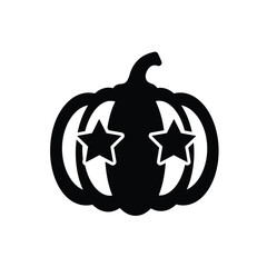 Black pumpkin with star eyes icon halloween holiday