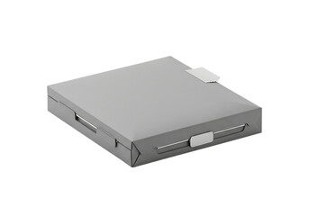 Gray square box with a latch isolated on transparent background