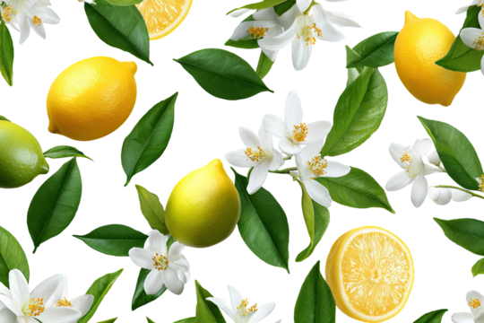 Citrus pattern with flowers and leaves