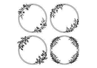 Floral decorative frames and elements vintage vector set