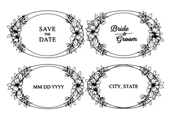 A set of designs of oval frames with European classic style decorations