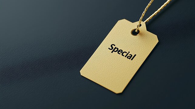 A golden tag labeled "Special" against a dark background, symbolizing uniqueness and value.