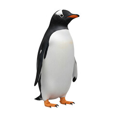 Obraz premium Gentoo Penguin Standing Profile View Isolated on Black Background bird animal isolated on a transparent background