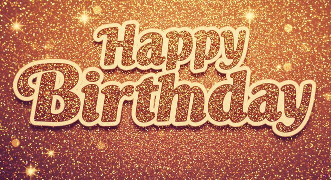 Happy birthday glitter text graphic design