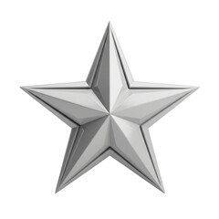 Geometric Silver Star Shape with Sharp Points metal isolated on a transparent background