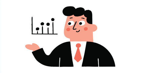 A business professional, presenting data with a graph, focusing on the power of numbers and insights.