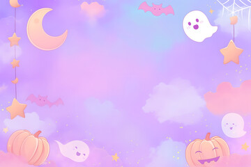 Chibi ghost floating in colorful cosmic background

