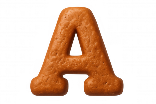 Festive gingerbread letter a cookie, golden-brown baking creation representing seasonal typography and holiday graphic design element