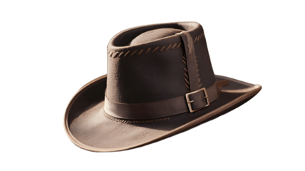 A Stylish Brown Leather Fedora Hat.