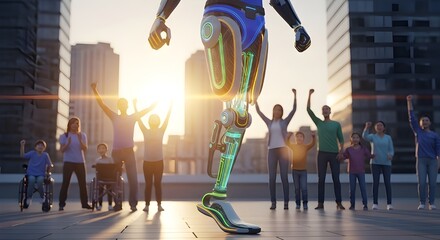 3D Render of Prosthetic Limb with Empowerment Theme