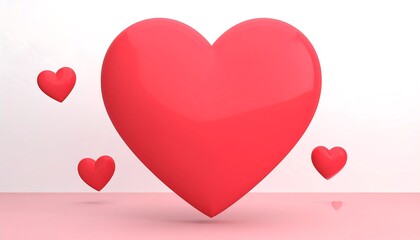Vibrant red heart shapes on a light background