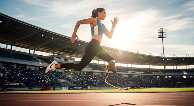 Athlete with Prosthetic Running Blade Illustration 