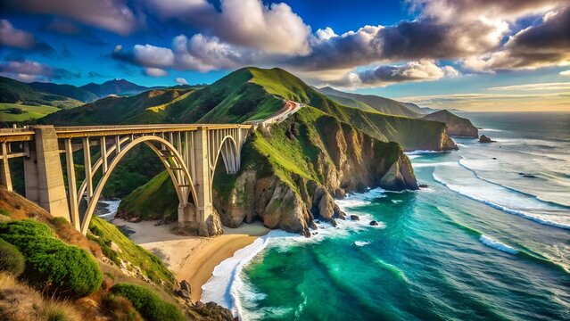 Bixby creek bridge on the california coast at sunset - Powered by Adobe