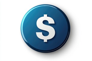 Obraz premium Blue Dollar Coin Icon Shiny Currency Finance Wealth Business Illustration on transparent background