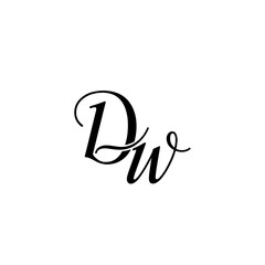 Typographic Line Monogram Logo, DW Wedding monogram logo