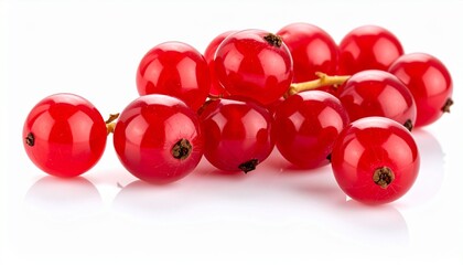 Fresh red currants with shiny surface small berries sweet tart fruit organic healthy food isolated on white background
