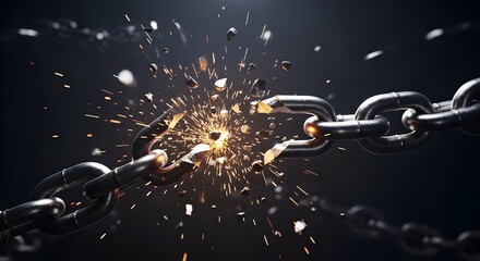 Modern 3D Render of Chain Breaking Apart