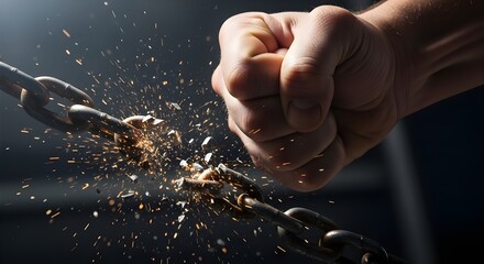 Strong Fist Breaking a Chain Symbolizing Resistance