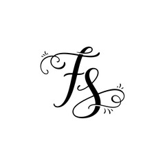 FS Monogram logo, Minimalist Typographic Line Monogram Logo, FS Wedding monogram log