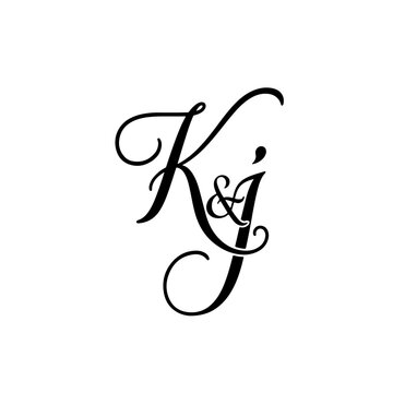 Romantic KJ Letter Design for Save the Date
