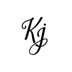 KJ Monogram logo, Minimalist Typographic Line Monogram Logo, KJ Wedding monogram log