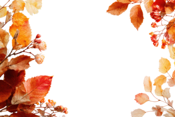 Autumnal leaves and berries frame