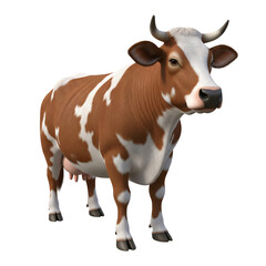 Brown and White Holstein Cow Standing on Black Background cattle animal isolated on a transparent background