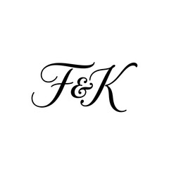FK Wedding monogram logo, FK Typography Initial Letter Brand Logo	