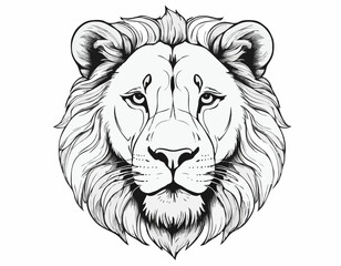 Lion portrait lion head sketch hand drawn engraving style Wild animals Vector illustration