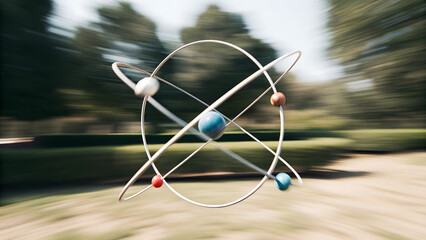 Atom and molecule model since and chemistry concept