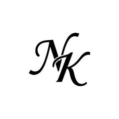 N&K Monogram logo, Minimalist Typographic Line Monogram Logo, NK Wedding monogram logo