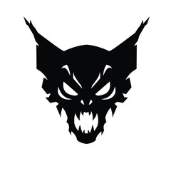 Scary bat face silhouette vector icon