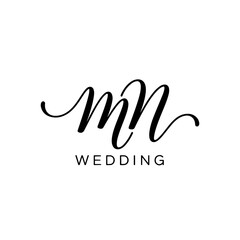 MN Wedding monogram logo, MN Typography Initial Letter Brand Logo	