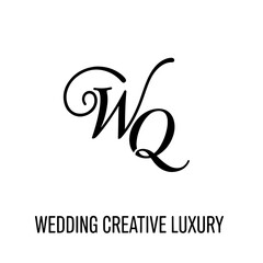 WQ Wedding monogram logo, WQ Typography Initial Letter Brand Logo	