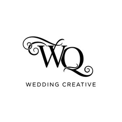 WQ Wedding monogram logo, WQ Typography Initial Letter Brand Logo	
