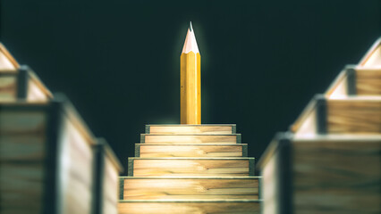 Pencil forming stairs symbol of business effort and achievement