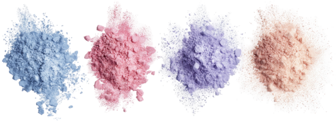 Four Cloud-like Blobs of Powdered Pigment