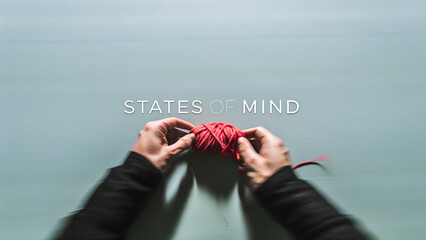 Contemporary collage of had knitting a brain symbol of mental health and emotional growth