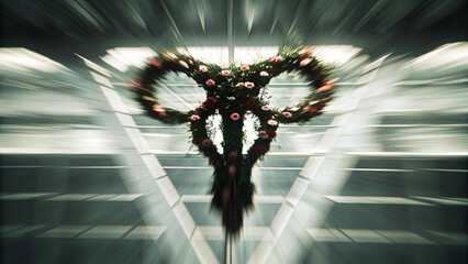 Abstract uterus design mad of flowers and leaves female health conceptual image