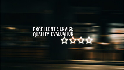 Customer satisfaction ratio with five stars evaluation and service quality concepts