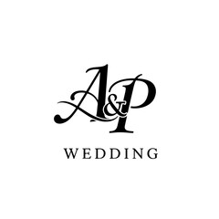 AP Wedding monogram logo, AP Typography Initial Letter Brand Logo	