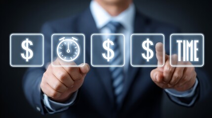 Businessman holding customer sign, emphasizing client focus and service excellence.