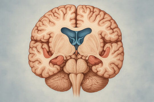 Human Brain Anatomy Illustration, Coronal Section, Healthcare Education [Illustration]