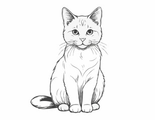 Cute cat portrait hand drawn sketch engraving style Vector illustration.